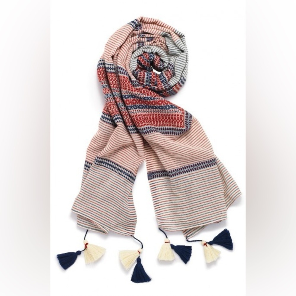 Stella & Dot Destination Scarf - Red, Blue, Cream